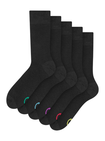 Calcetines normales, paquete de 5 pares, Negro clásico