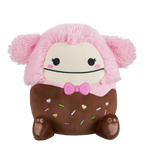 Squishmallows Brina la Pie Grande Bañada en Chocolate con Pajarita Rosa, 20 cm