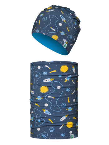 Conjuntos infantiles alegres de gorro y tubular Cohete y espacio