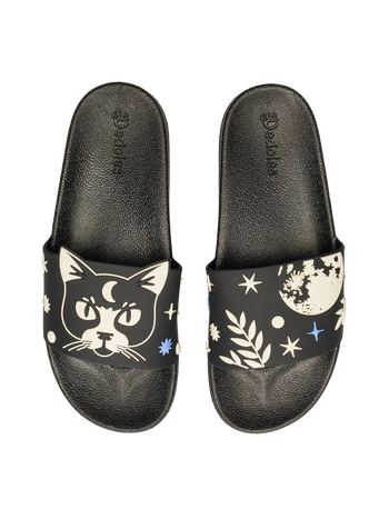 Chanclas alegres Gato y luna