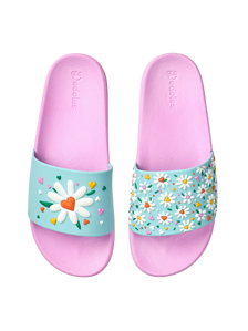 Chanclas alegres Corazones y margaritas
