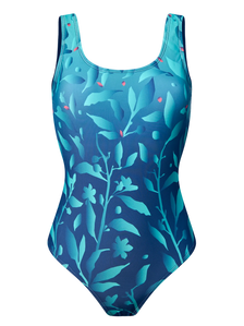Bañador alegre Flores turquesa