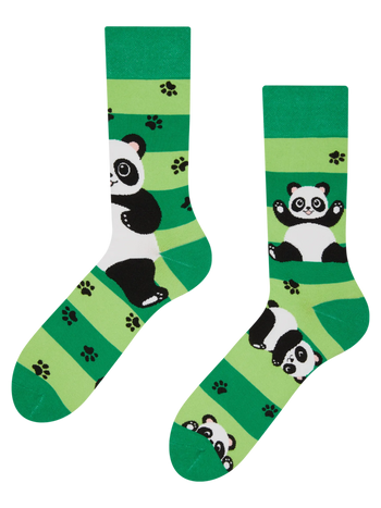 Calcetines alegres Panda y rayas