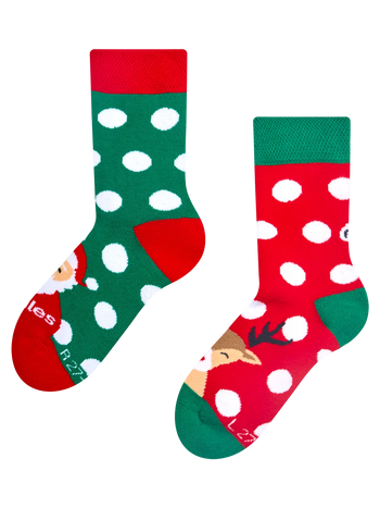 Calcetines infantiles alegres de inverno Papá Noel y Rudolph