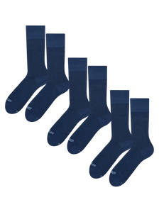 Pack de 3 pares de calcetines de algodón peinado, Azul noche
