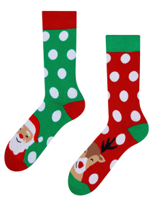 Calcetines de invierno alegres Santa Claus y Rudolf
