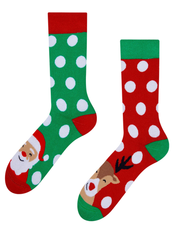 Calcetines de invierno alegres Santa Claus y Rudolf