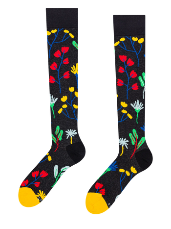 Calcetines hasta la rodilla alegres Flores en acuarela
