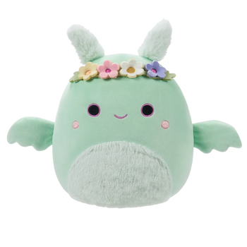 Squishmallows Tove el Hombre Polilla Verde Menta con Corona de Flores y Barriga Peluda, 20 cm