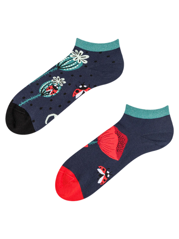 Calcetines tobilleros alegres Mariquitas y flores de amapola