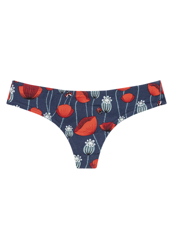 Bragas brasileñas alegres para mujer Mariquitas y flores de amapola