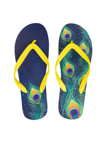 Chancletas alegres Plumas de pavo real
