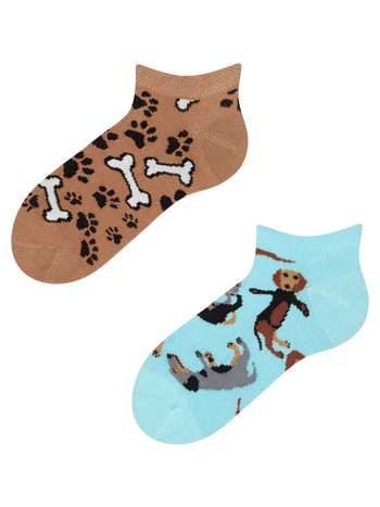 Calcetines tobilleros alegres para niños Perro salchicha