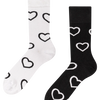 Calcetines alegres de bambú Corazones en blanco y negro