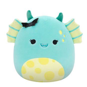 Squishmallows Dearest el Monstruo del Pantano Verde Azulado con la Barriga a topos y una Pinza de Murciélago, 20 cm