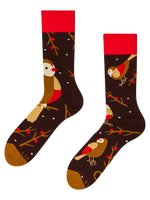 Calcetines de invierno alegres Pájaro en una rama