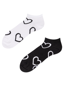 Calcetines tobilleros alegres Corazones en blanco y negro