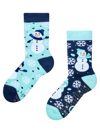 Calcetines antideslizantes de invierno para niños Muñeco de nieve alegre
