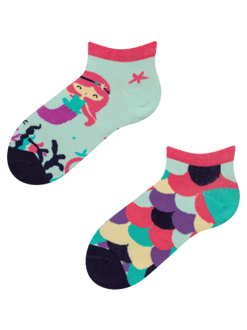 Calcetines tobilleros alegres para niños Sirenita