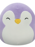 Squishmallows Elle la Pingüino Púrpura con Ojos Cerrados y Barriga Blanca, 20 cm