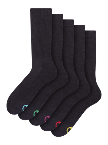 Calcetines deportivos Paquete de 5 pares Negro clásico