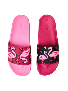 Chanclas infantiles alegres Flamencos y corazones