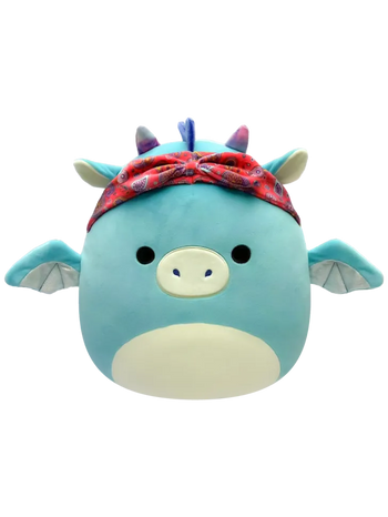 Squishmallows Tatiana la Dragón Verde Turquesa con Bandana, 20 cm