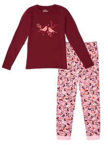 Pijama alegre para mujer Pájaros y bayas