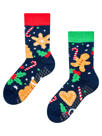Calcetines antideslizantes de invierno para niños Galletas de jengibre y dulces