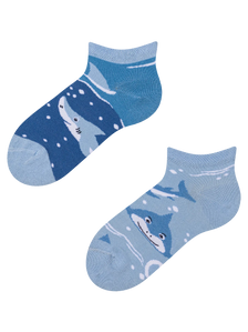 Calcetines tobilleros alegres para niños Tiburón gris