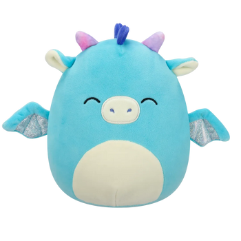 Squishmallows Tatiana la Dragona Verde Turquesa Oscuro con los Ojos Cerrados, 20 cm