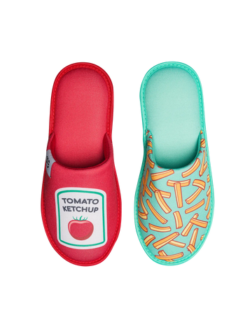 Pantuflas alegres Patatas fritas con kétchup