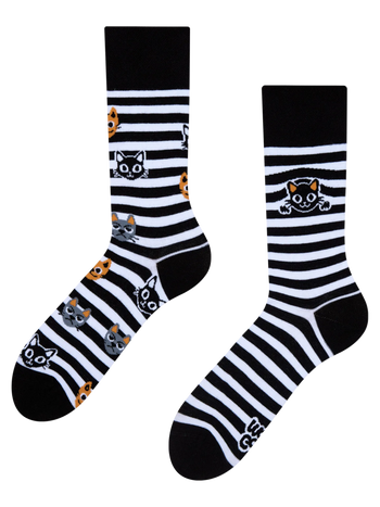 Calcetines alegres Gatos y rayas