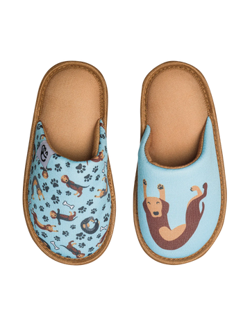 Pantuflas infantiles alegres Perro salchicha
