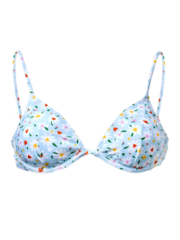Top de bikini con aro Corazones y margaritas