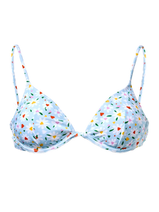 Top de bikini con aro Corazones y margaritas