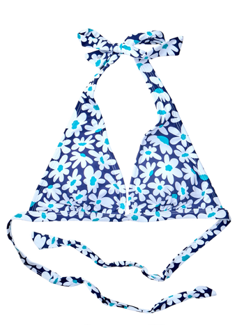 Top triangular alegre de bikini Margaritas azules