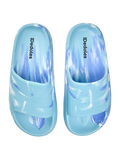 Chanclas con plataforma para mujer azul marmolado