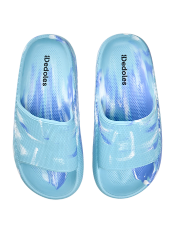 Chanclas con plataforma para mujer azul marmolado