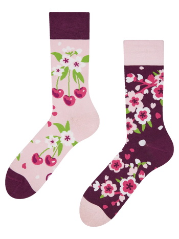 Calcetines alegres de fibra de bambú Floración del cerezo