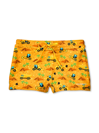 Bermudas alegres elásticas infantiles Excavadora en la playa