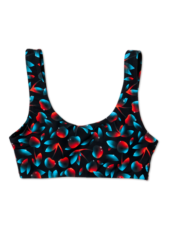 Top alegre de bikini deportivo Cerezas oscuras