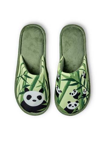 Pantuflas alegres Pandas y bambú