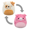 Squishmallows 2 en 1 Geraldine el Gato Fold Escocés/Brock el Bulldog, 13 cm