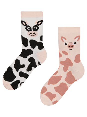 Calcetines infantiles alegres Vacas y cerditos