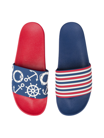 Chanclas alegres Franjas azul marino