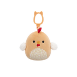 Squishmallows Clip-On Rutie el Gallo Marrón con Barriga de Flores, 9 cm
