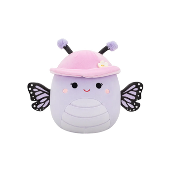 Squishmallows Bibiana la Mariposa Monarca Lavanda con Sombrero y Flor, 20 cm