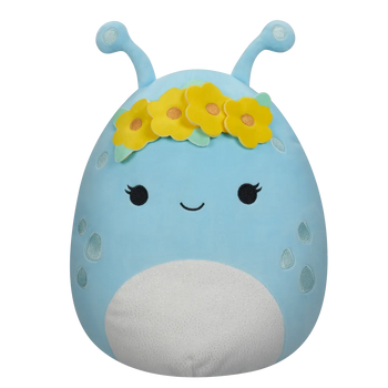 Squishmallows Natnat el Alien Azul Pastel con Corona de Flores, 40 cm