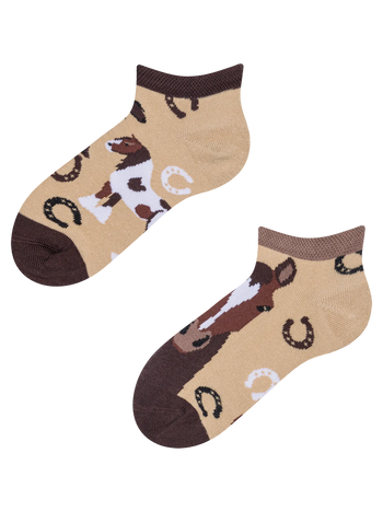 Calcetines tobilleros alegres para niños Caballos